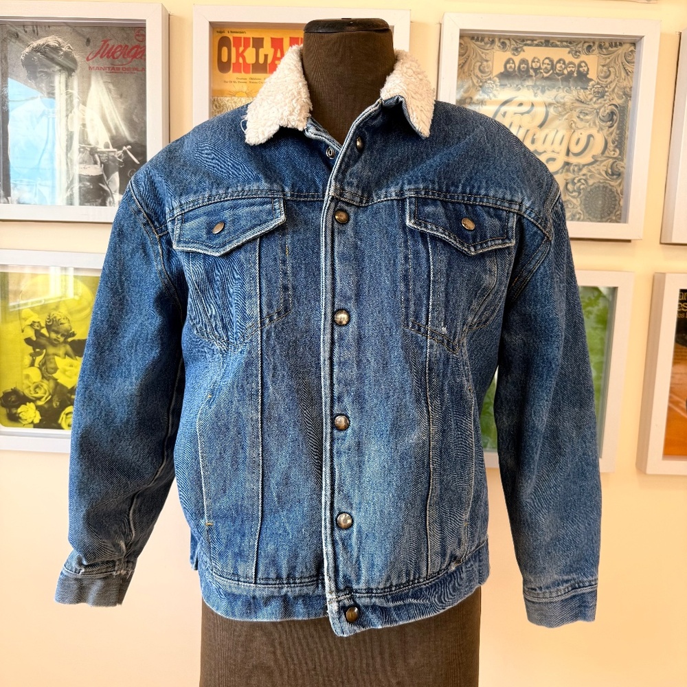 Vintage 90s Sherpa-Lined Denim Trucker Jacket